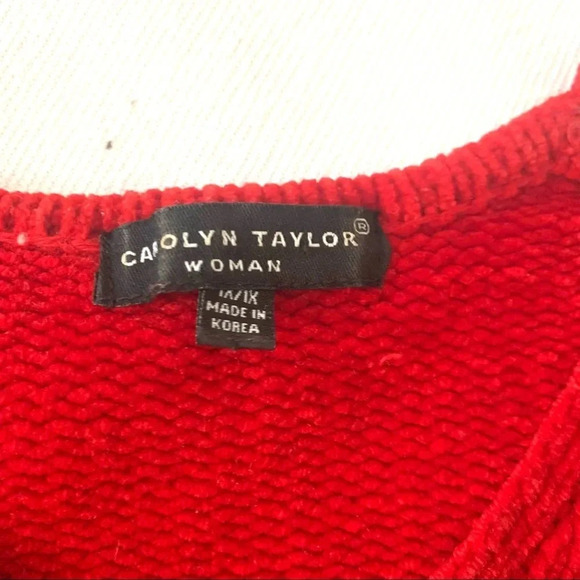 Y2K Sweater Women’s Size 1X Red Chenille Knit V-Neck  Pullover Soft Cozy  Beaded - Picture 5 of 5